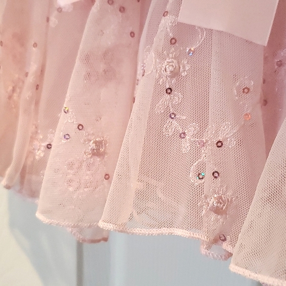 NWT Pau Brook Dancewear Pink Multilayer Sequins Skirt with Bow Size Child - Picture 5 of 8
